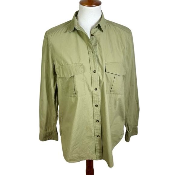 Massimo Dutti Army Green Lightweight Cotton Button with Utility Pockets Size S - Picture 1 of 8